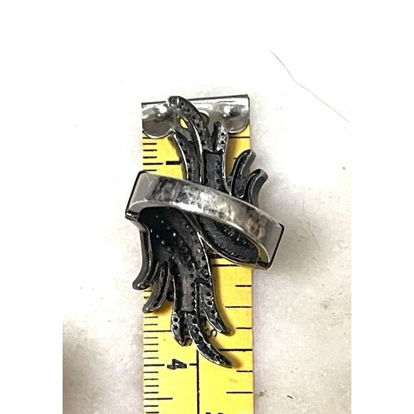 Real Diamond Sterling Silver .925 Ring Size 7 Feather Shape - Picture 10 of 14